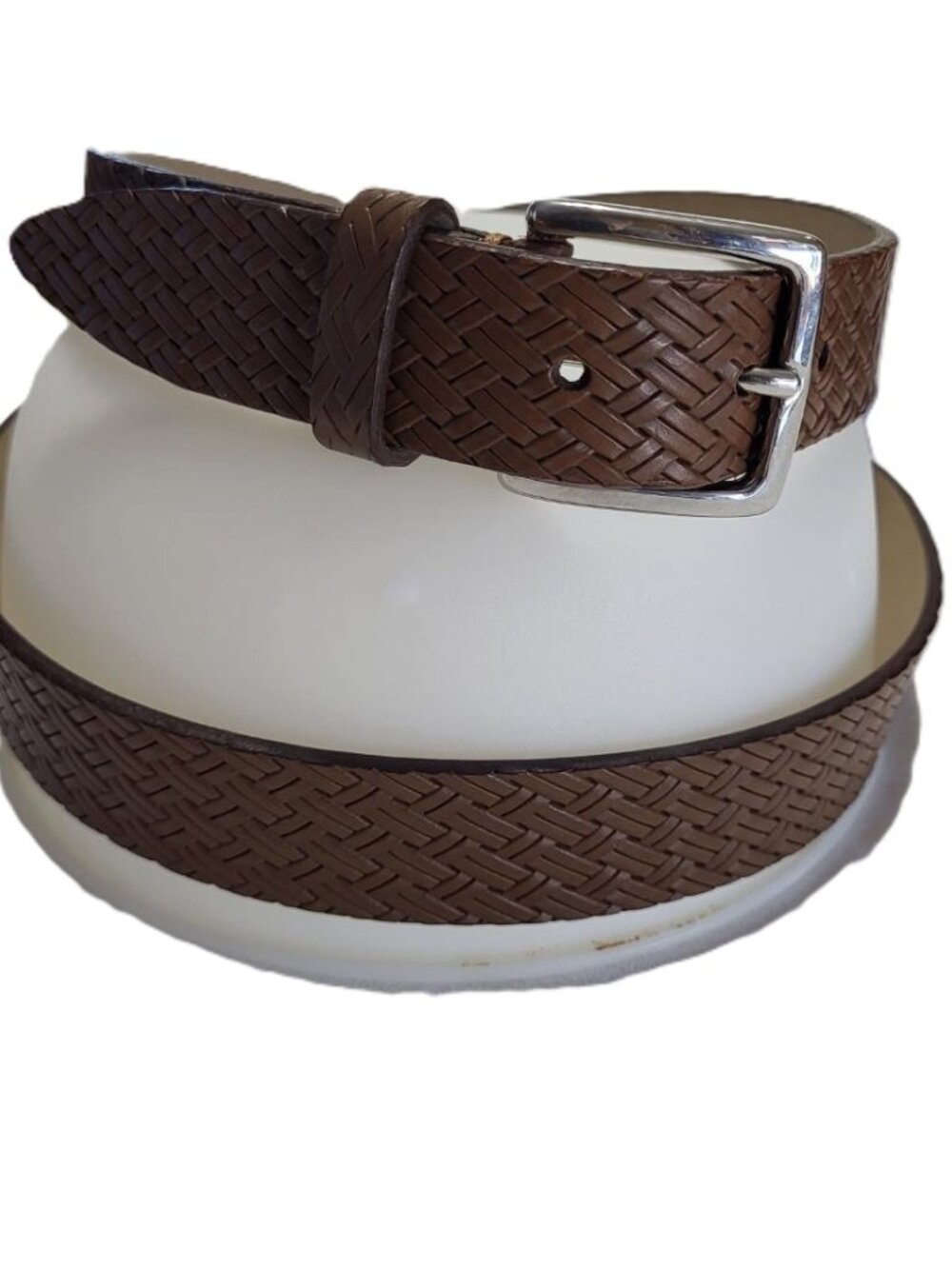 Brooks Brothers Weave Pattern Italian Leather Belt - Size 40